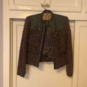 Zara tweed blazer with faux leather